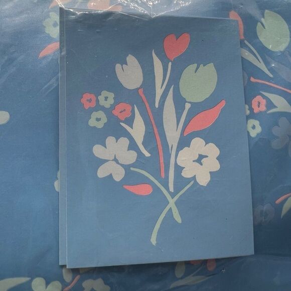 Vintage retro wrapping paper and matching card blue flower - Picture 3 of 4